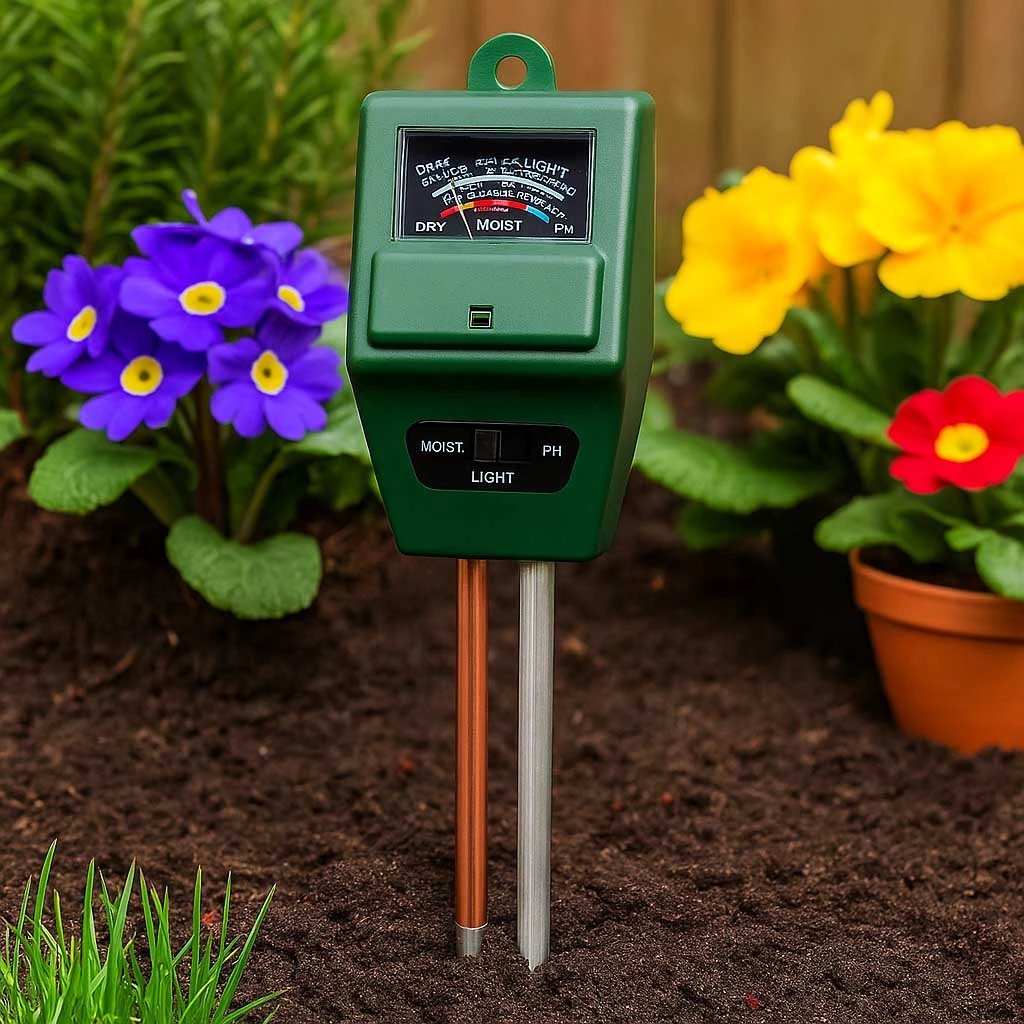 3-in-1 Soil PH, Moisture & Sunlight Tester – Garden Tool