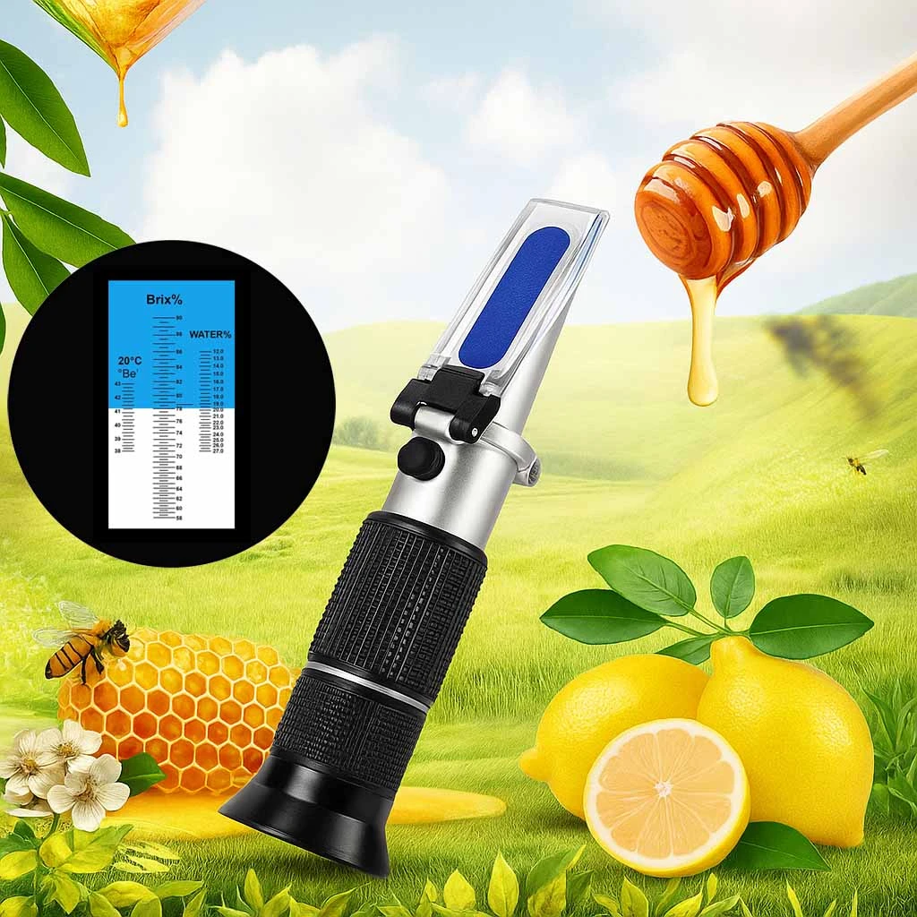 3 in 1 Honey Refractometer – Brix, Moisture, Baume Scale – Purity Testing
